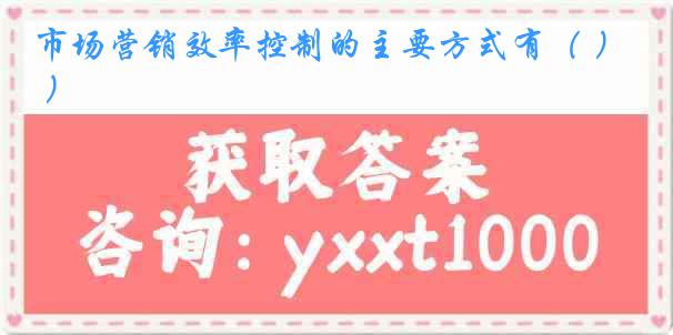 市场营销效率控制的主要方式有（ ）