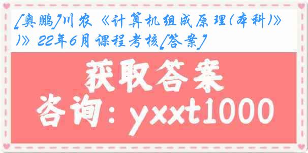 [奥鹏]川农《计算机组成原理(本科)》22年6月课程考核[答案]