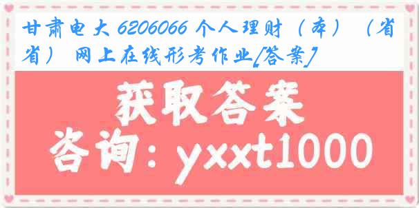 甘肃电大 6206066 个人理财（本）（省） 网上在线形考作业[答案]