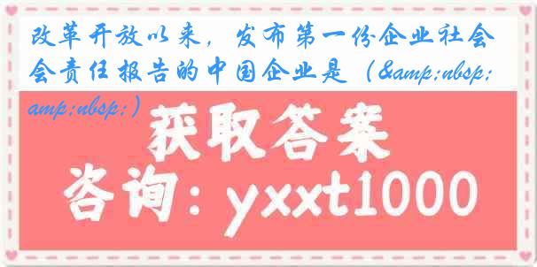 改革开放以来，发布第一份企业社会责任报告的中国企业是（   ）