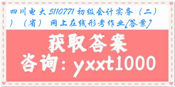 四川电大 5110771 初级会计实务（二）（省） 网上在线形考作业[答案]