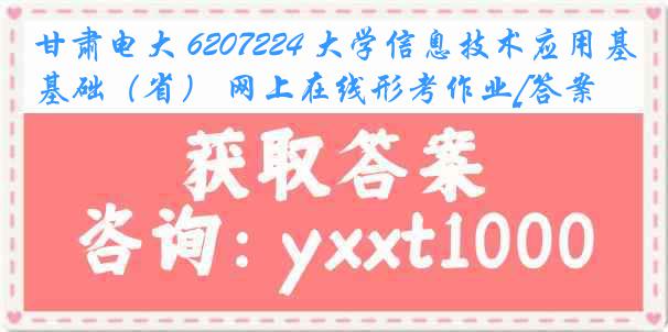 甘肃电大 6207224 大学信息技术应用基础（省） 网上在线形考作业[答案]