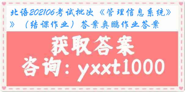 北语202106考试批次《管理信息系统》（结课作业）答案奥鹏作业答案