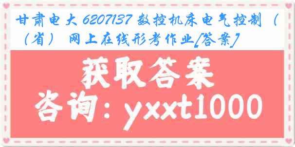 甘肃电大 6207137 数控机床电气控制（省） 网上在线形考作业[答案]