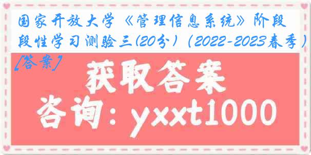 国家开放大学《管理信息系统》阶段性学习测验三(20分)（2022-2023春季）[答案]