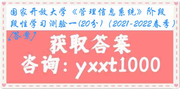 国家开放大学《管理信息系统》阶段性学习测验一(20分)（2021-2022春季）[答案]