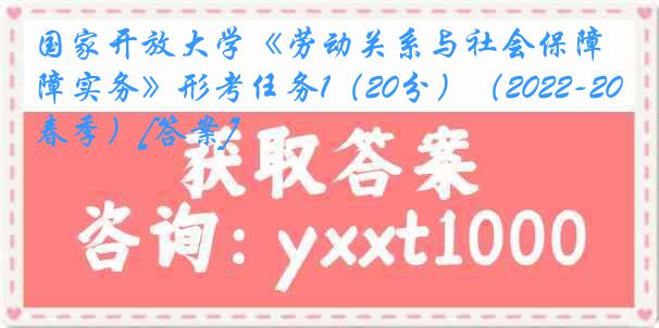 国家开放大学《劳动关系与社会保障实务》形考任务1（20分）（2022-2023春季）[答案]