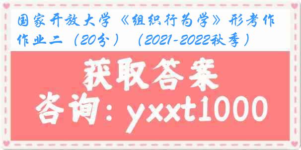 国家开放大学《组织行为学》形考作业二（20分）（2021-2022秋季）