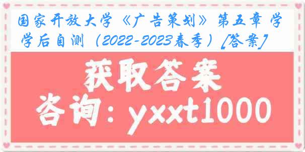 国家开放大学《广告策划》第五章 学后自测（2022-2023春季）[答案]