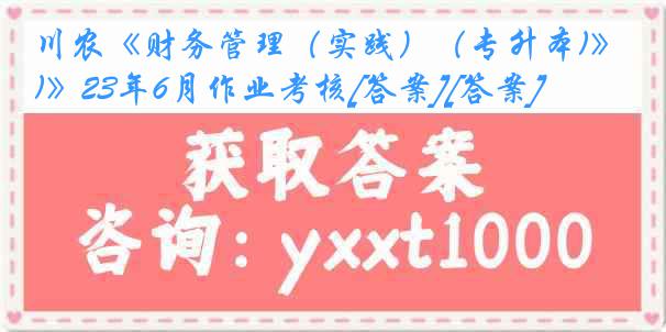 川农《财务管理（实践）（专升本)》23年6月作业考核[答案][答案]