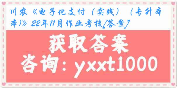 川农《电子化支付（实践）（专升本)》22年11月作业考核[答案]