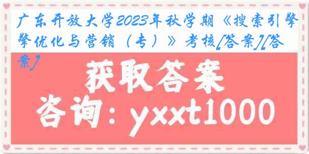 广东开放大学2023年秋学期《搜索引擎优化与营销（专）》考核[答案][答案]