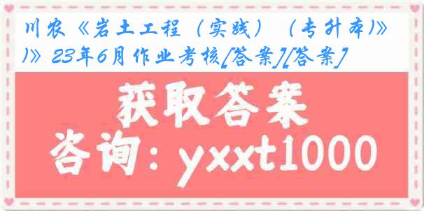 川农《岩土工程（实践）（专升本)》23年6月作业考核[答案][答案]