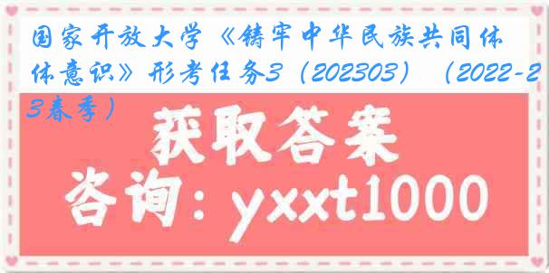 国家开放大学《铸牢中华民族共同体意识》形考任务3（202303）（2022-2023春季）