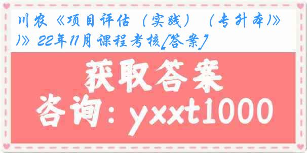 川农《项目评估（实践）（专升本)》22年11月课程考核[答案]